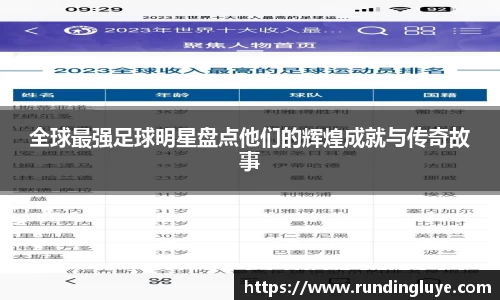 全球最强足球明星盘点他们的辉煌成就与传奇故事